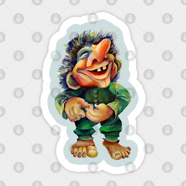 Funny Norse Troll Watercolor Illustration Sticker by Nisuris Art